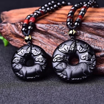 Ogrlica s obsidijanskim zodijakom ha019