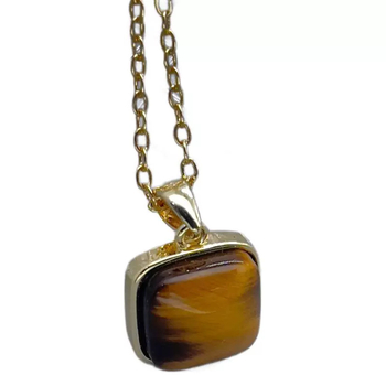 Geometriai kivitelű nyaklánc tigrisszemmel – uniszex, nemzeti stílus, testreszabható