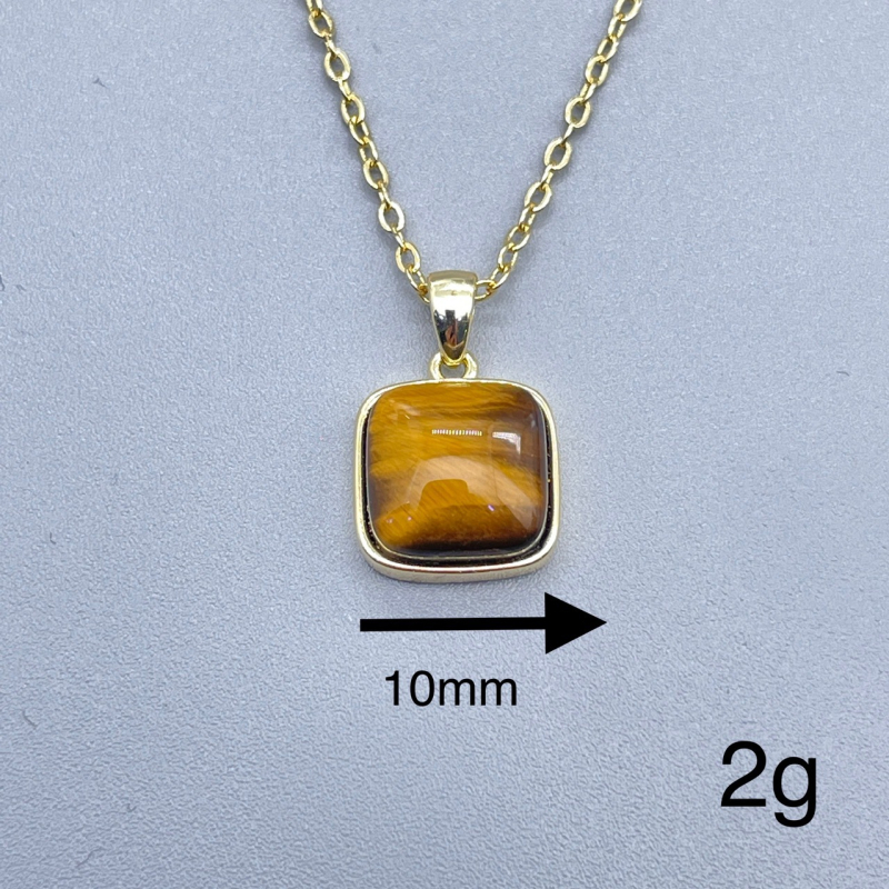 Geometriai kivitelű nyaklánc tigrisszemmel – uniszex, nemzeti stílus, testreszabható