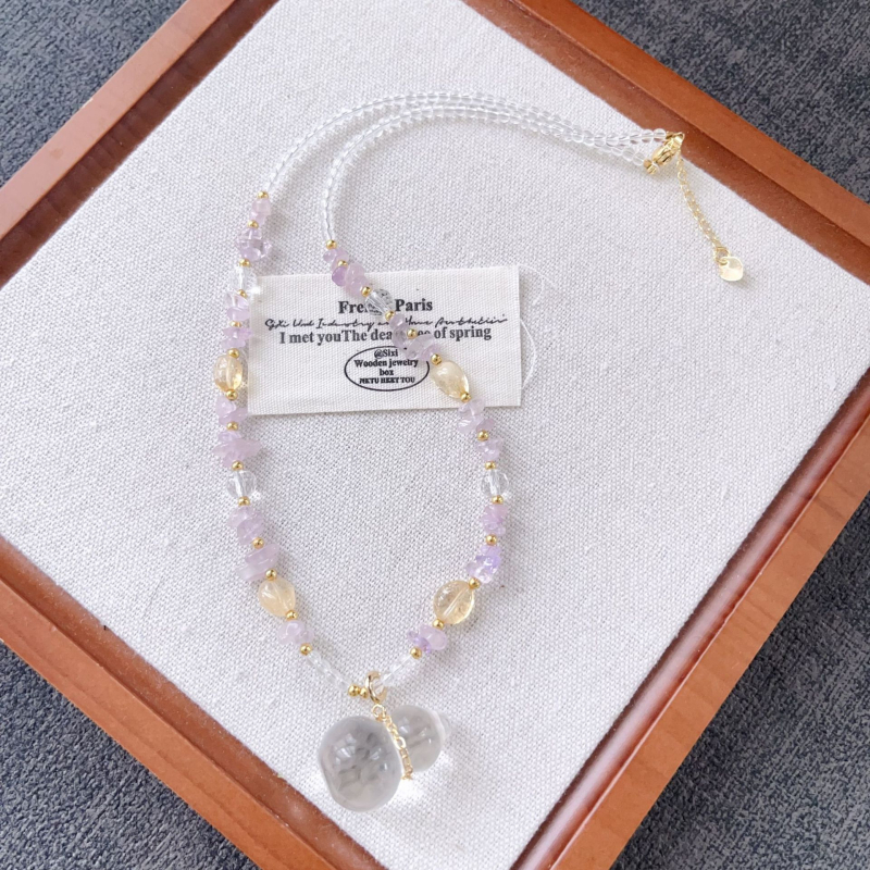 Kristály medálos nyaklánc, kézzel készült, normál lánccal, termékkód YQH173, nőknek