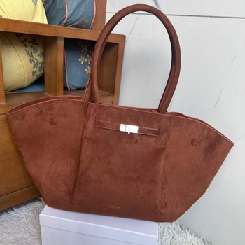 Demellier Wing Bag, Geantă Tote din piele naturală, închidere magnetică, formă orizontală pătrată, buzunar pentru telefon și documente, căptușeală Oxford, cu o curea de umăr