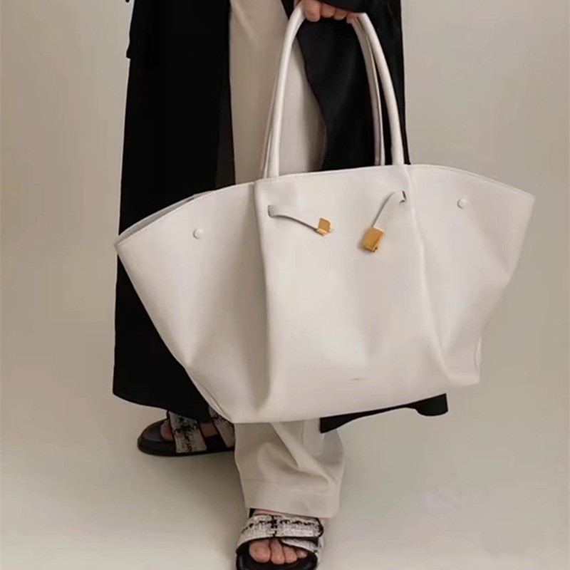 Demellier Wing Bag, Geantă Tote din piele naturală, închidere magnetică, formă orizontală pătrată, buzunar pentru telefon și documente, căptușeală Oxford, cu o curea de umăr