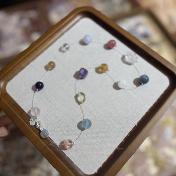 Nyaklánc — kristály anyag, kézműves, geometriális forma, horgászvonal lánc