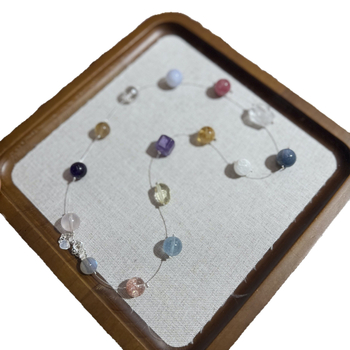 Nyaklánc — kristály anyag, kézműves, geometriális forma, horgászvonal lánc