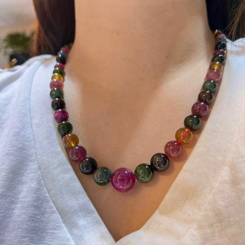 Kristály nyaklánc, Qiaoen, polírozott felület, pastoraális stílus, uniszex