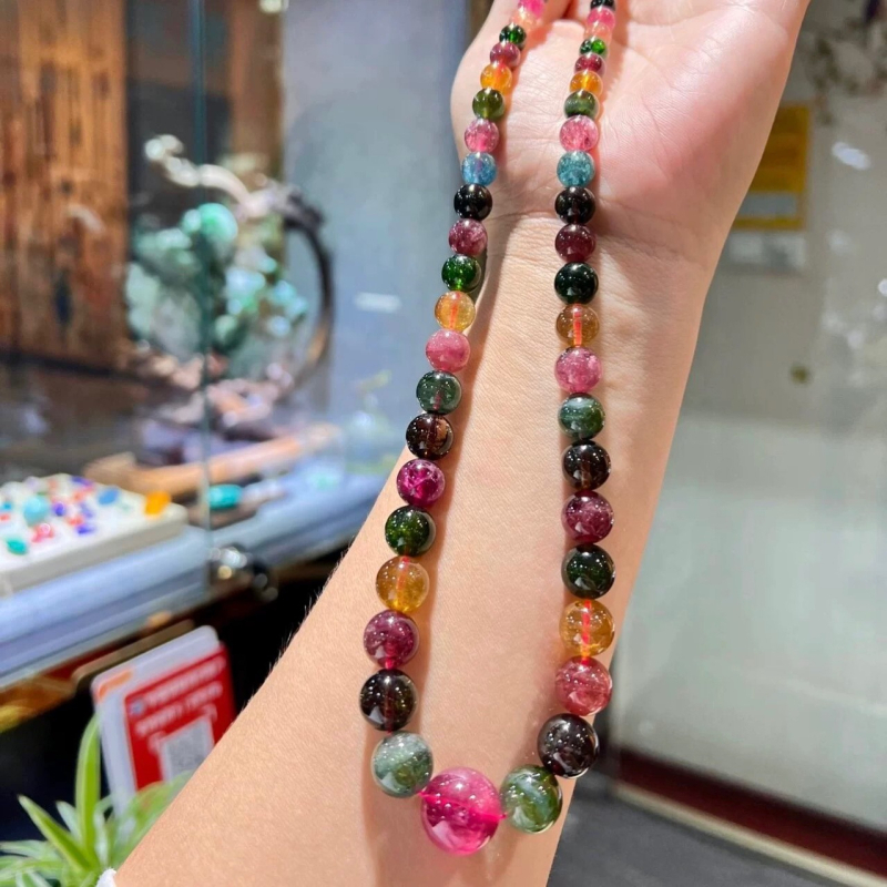 Kristály nyaklánc, Qiaoen, polírozott felület, pastoraális stílus, uniszex