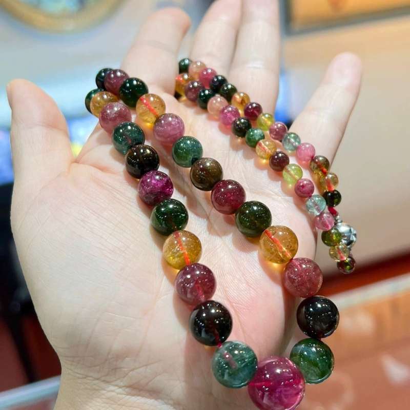 Kristály nyaklánc, Qiaoen, polírozott felület, pastoraális stílus, uniszex