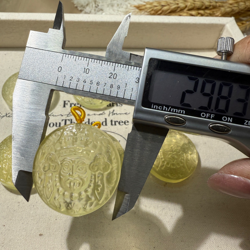 Geometriai kristály medálos nyaklánc, citrin kristály, fényes felület