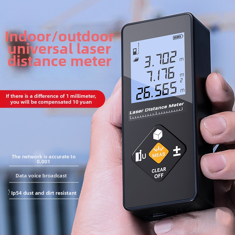 Lāzera attāluma mērītājs – trīs vienā funkcija, augsta precizitāte, uzlādējams, 100 m diapazons, piemērots iekšējai dekorācijai