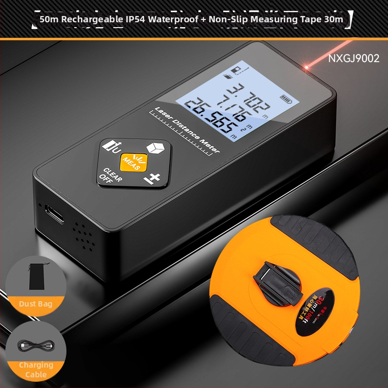 Lāzera attāluma mērītājs – trīs vienā funkcija, augsta precizitāte, uzlādējams, 100 m diapazons, piemērots iekšējai dekorācijai