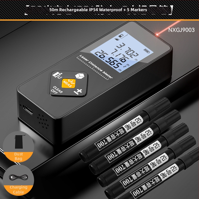 Lāzera attāluma mērītājs – trīs vienā funkcija, augsta precizitāte, uzlādējams, 100 m diapazons, piemērots iekšējai dekorācijai