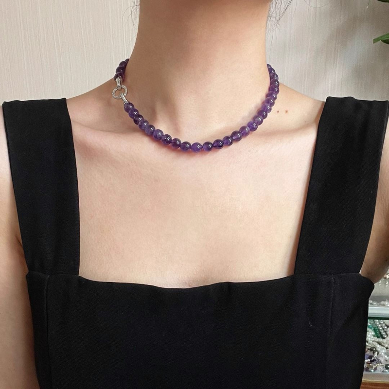 Természetes kristályból vagy féldrágakőből készült nyaklánc, geometriai forma, kulcscsont-nyaklánc, egyrétegű