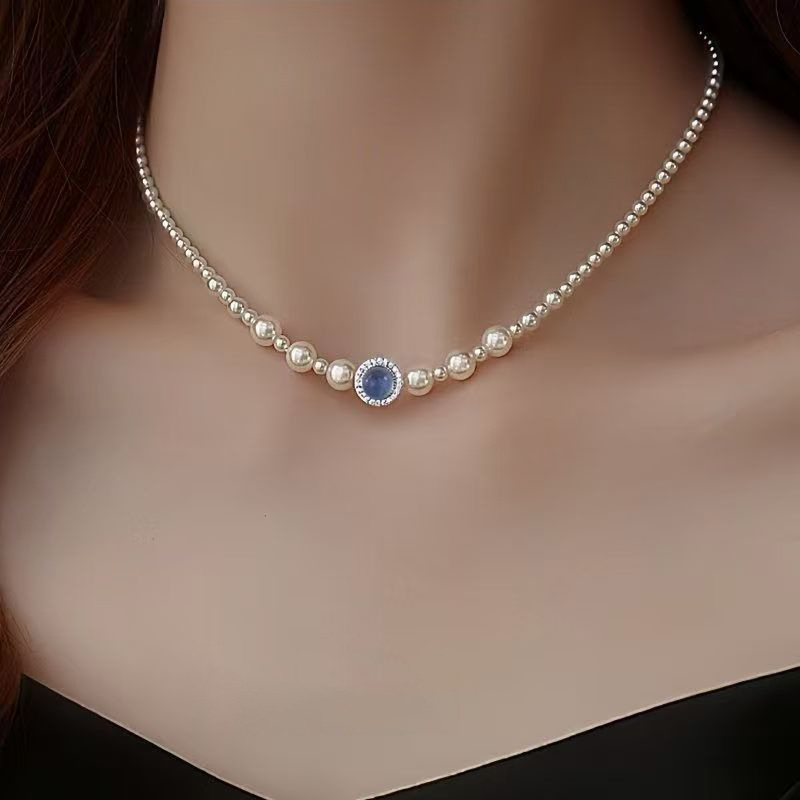 Smoki mesterséges gyöngyökkel készült nyaklánc, medál gyémántokkal díszítve, geometriai mintázat, golyó lánc, nőknek, divat ékszer, 2025 nyár