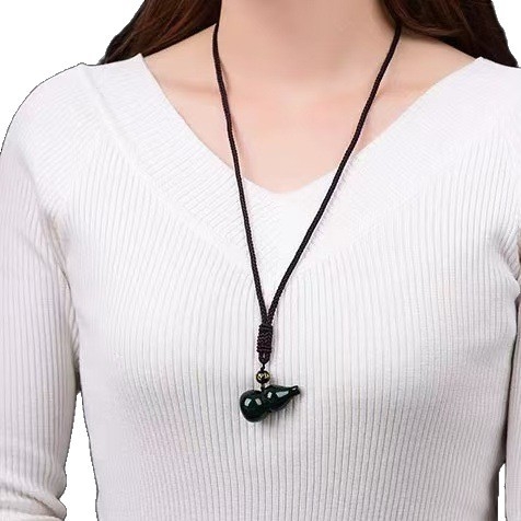 Pandant din obsidian, colier unisex, în formă de dovleac, finisaj lustruit, stil vedetă online