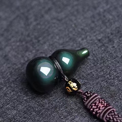 Pandant din obsidian, colier unisex, în formă de dovleac, finisaj lustruit, stil vedetă online