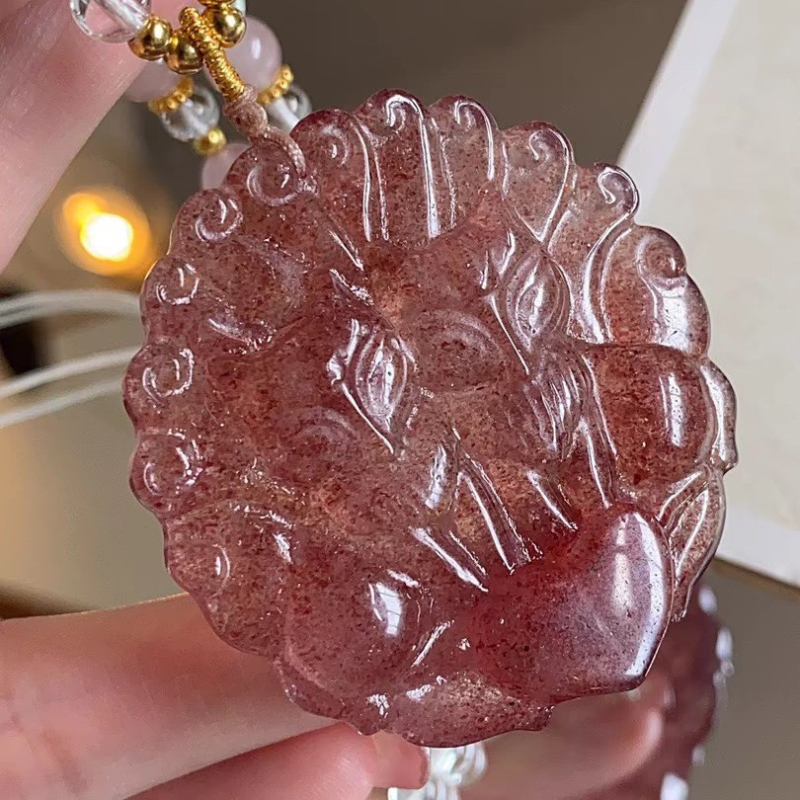 Nyaklánc kilencfarkú róka medállal, U-formájú, eper kristály, etnikai retro stílus, 2025 tavaszi megjelenés