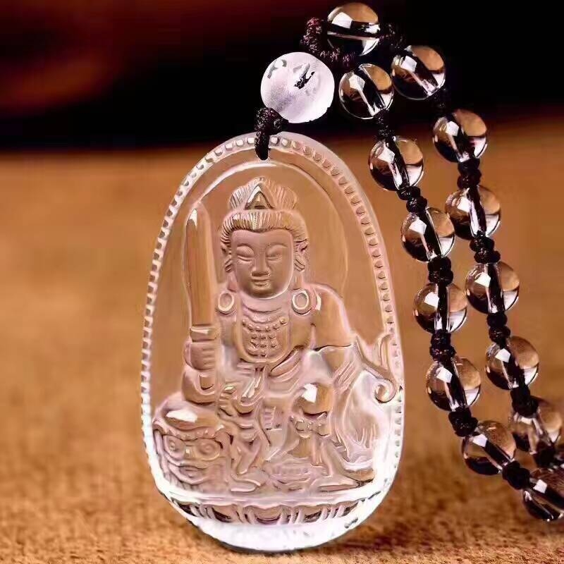 Colier cu pandant Buddha natal pentru zodii, Cristal lustruit