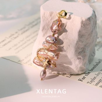 Barokk gyöngy csillag cirkón nyaklánc medál – Eredeti dizájn, anyag: gyöngy, forma: csillag, felületkezelés: elektroplatinálás, 2025 nyár