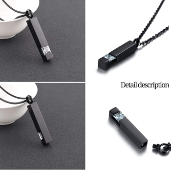 JR rozsdamentes acélból készült, négyszögletes nyaklánc, gyémántdíszített kristály, emlékékszer