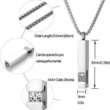 JR rozsdamentes acélból készült, négyszögletes nyaklánc, gyémántdíszített kristály, emlékékszer