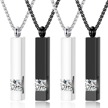 JR rozsdamentes acélból készült, négyszögletes nyaklánc, gyémántdíszített kristály, emlékékszer