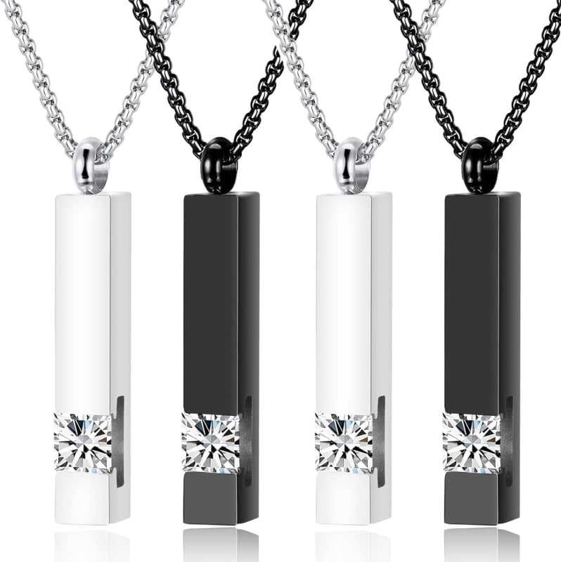 JR rozsdamentes acélból készült, négyszögletes nyaklánc, gyémántdíszített kristály, emlékékszer