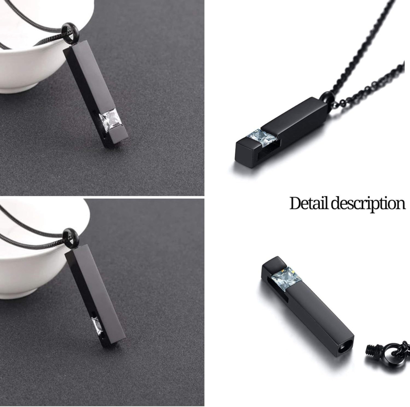 JR rozsdamentes acélból készült, négyszögletes nyaklánc, gyémántdíszített kristály, emlékékszer