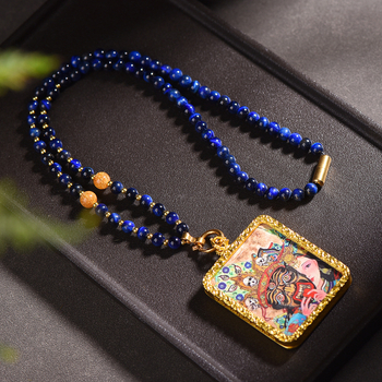 Nyaklánc buddhista amulettel: geometriai Tiger Eye kő, réz medál, szabványos lánc, 2024 nyár