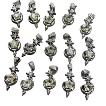 Geometriai nyolcszögletű csillag citrines kristály medálos nyaklánc, koreai stílus, elektroplakált bevonat, nyár 2025 megjelenés