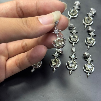 Geometriai nyolcszögletű csillag citrines kristály medálos nyaklánc, koreai stílus, elektroplakált bevonat, nyár 2025 megjelenés