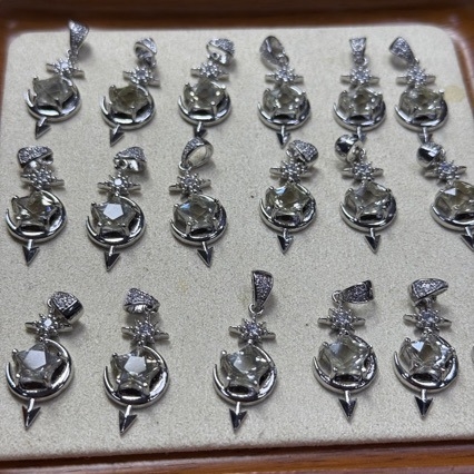 Geometriai nyolcszögletű csillag citrines kristály medálos nyaklánc, koreai stílus, elektroplakált bevonat, nyár 2025 megjelenés