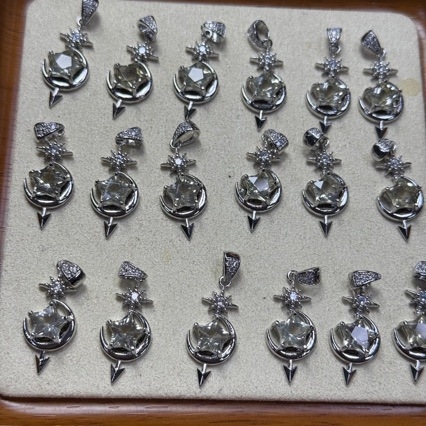 Geometriai nyolcszögletű csillag citrines kristály medálos nyaklánc, koreai stílus, elektroplakált bevonat, nyár 2025 megjelenés