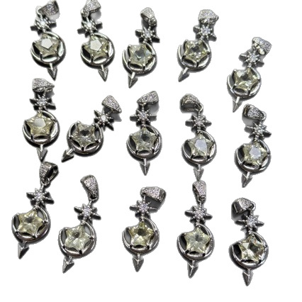 Geometriai nyolcszögletű csillag citrines kristály medálos nyaklánc, koreai stílus, elektroplakált bevonat, nyár 2025 megjelenés