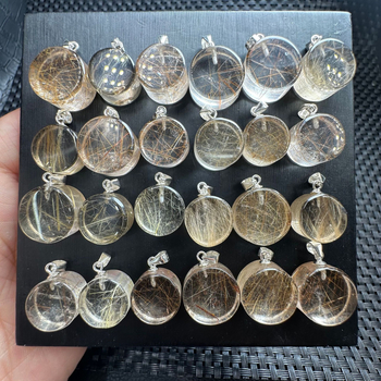 Μενταγιόν με κρύσταλλο σε φυσικό χρυσό τόνο, 925 ασήμι ρύθμιση, χωρίς πλευρικούς λίθους, στυλ ελαφριάς πολυτέλειας