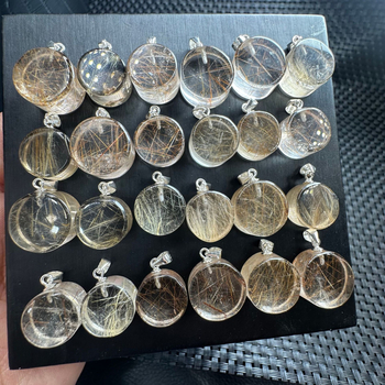 Μενταγιόν με κρύσταλλο σε φυσικό χρυσό τόνο, 925 ασήμι ρύθμιση, χωρίς πλευρικούς λίθους, στυλ ελαφριάς πολυτέλειας