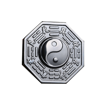 Colier cu pandant obsidian, design yin-yang și opt trigrami, unisex, lanț din bile, lungime 51-80 cm, extensie 0-10 cm, ambalat individual