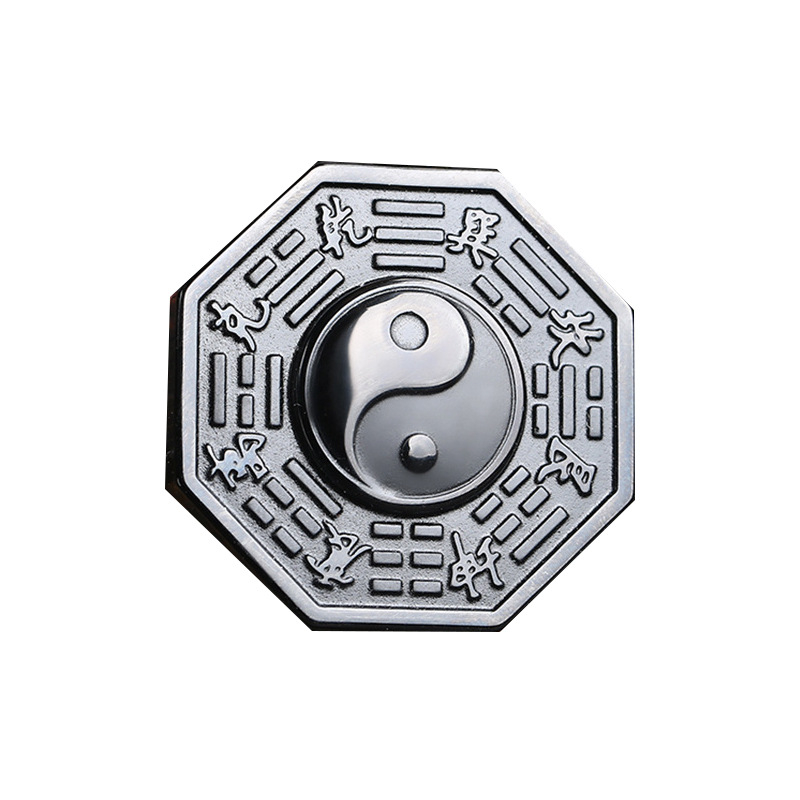 Colier cu pandant obsidian, design yin-yang și opt trigrami, unisex, lanț din bile, lungime 51-80 cm, extensie 0-10 cm, ambalat individual