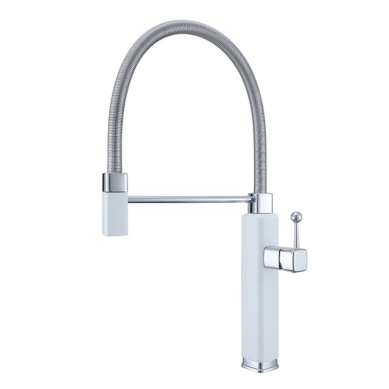 Konyhai keverőcsap meleg- és hideg vízre, kihúzható és forgatható kifolyóval, réz, kerámiabetét, modell Tinkerbell, 0-90°C