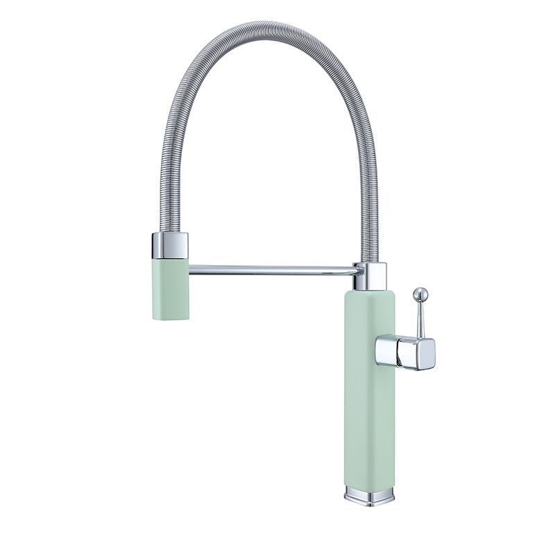 Konyhai keverőcsap meleg- és hideg vízre, kihúzható és forgatható kifolyóval, réz, kerámiabetét, modell Tinkerbell, 0-90°C