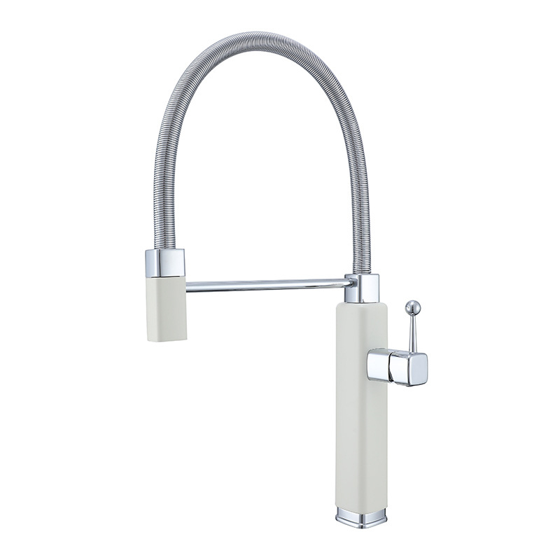 Konyhai keverőcsap meleg- és hideg vízre, kihúzható és forgatható kifolyóval, réz, kerámiabetét, modell Tinkerbell, 0-90°C