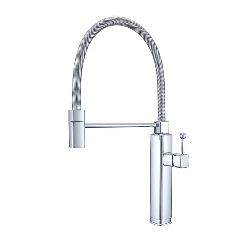 Konyhai keverőcsap meleg- és hideg vízre, kihúzható és forgatható kifolyóval, réz, kerámiabetét, modell Tinkerbell, 0-90°C