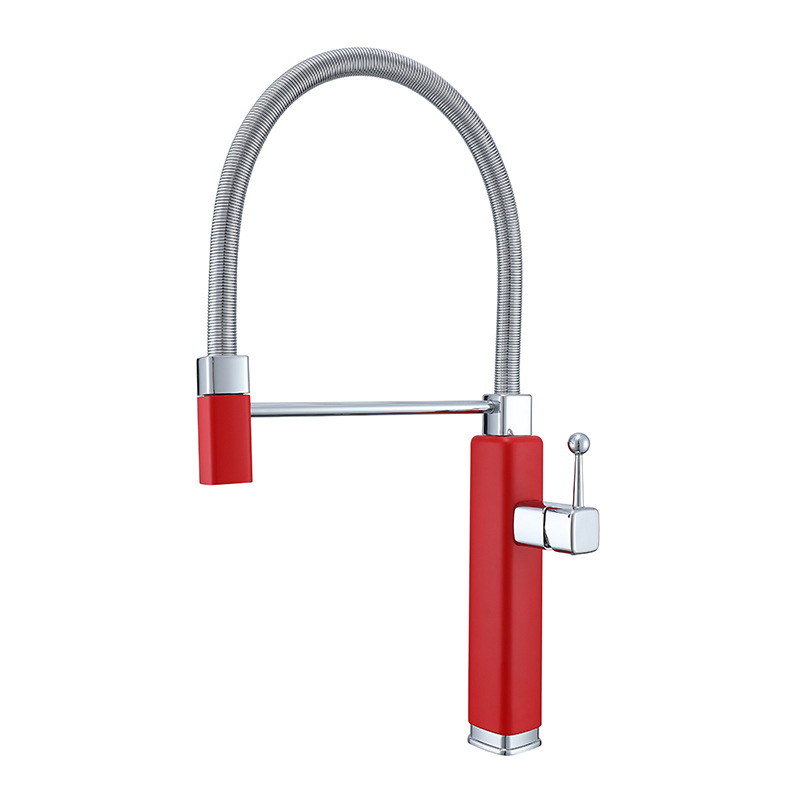 Konyhai keverőcsap meleg- és hideg vízre, kihúzható és forgatható kifolyóval, réz, kerámiabetét, modell Tinkerbell, 0-90°C