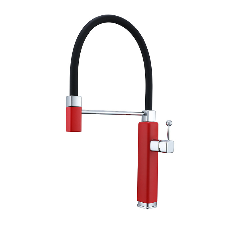 Konyhai keverőcsap meleg- és hideg vízre, kihúzható és forgatható kifolyóval, réz, kerámiabetét, modell Tinkerbell, 0-90°C