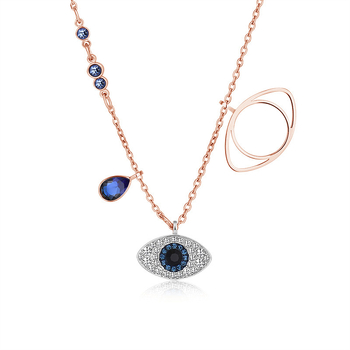 Ördög szem kristályos nyaklánc – ötvözet elektroplatálás kristály medál kígyócsont lánc koreai stílus