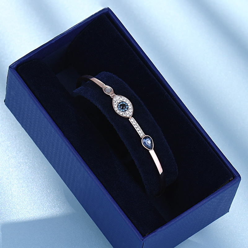 Ördög szem kristályos nyaklánc – ötvözet elektroplatálás kristály medál kígyócsont lánc koreai stílus