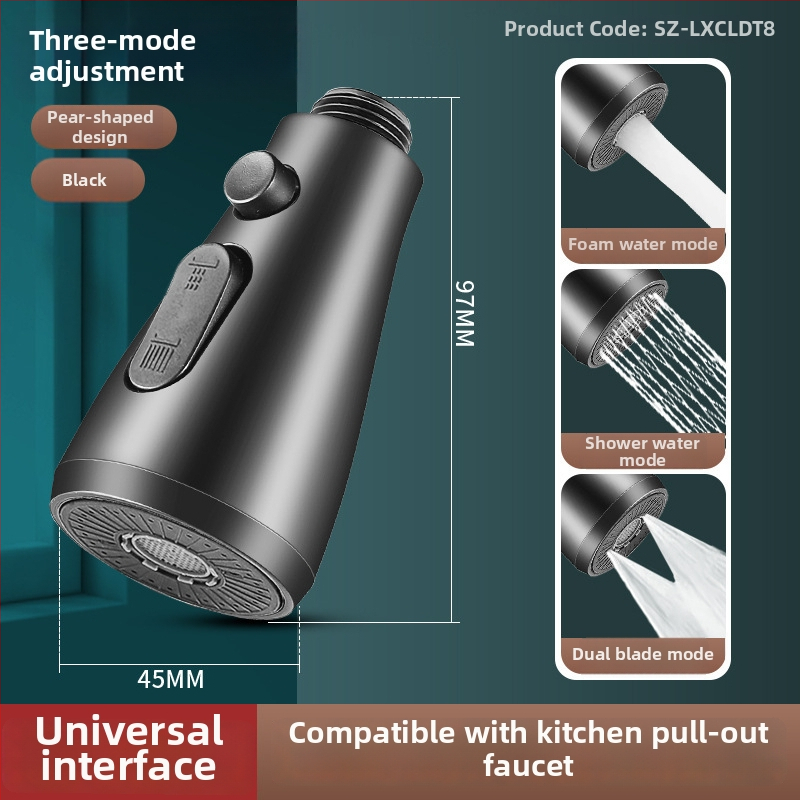 Krašto virtuvės krano išplėtėjas su keramikos vožtuvo šerdimi, ABS korpusas, pasukamas montavimas, Ø0.4 įvadas/išvadas, vožtuvo sėdynė Ø1.0