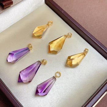 Citrin medál 18K arany záróval – szabad formájú, geometriai stílus, tavasz 2024