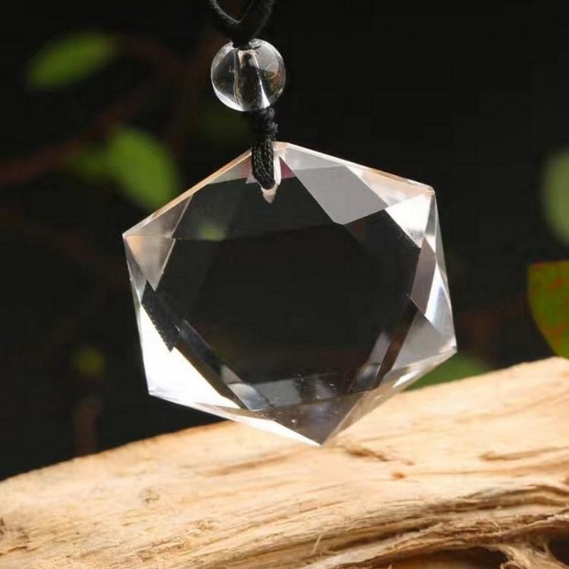 Kristály medálos nyaklánc, geometriai dizájn, uniszex, hatszögletű csillag