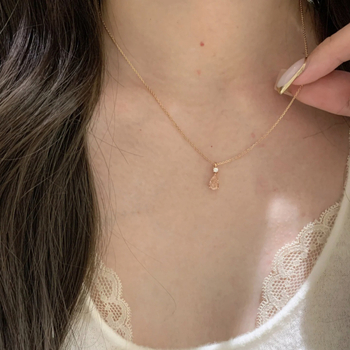 Colier din cupru cu formă de lacrimă, zirconiu încrustat, lanț lateral