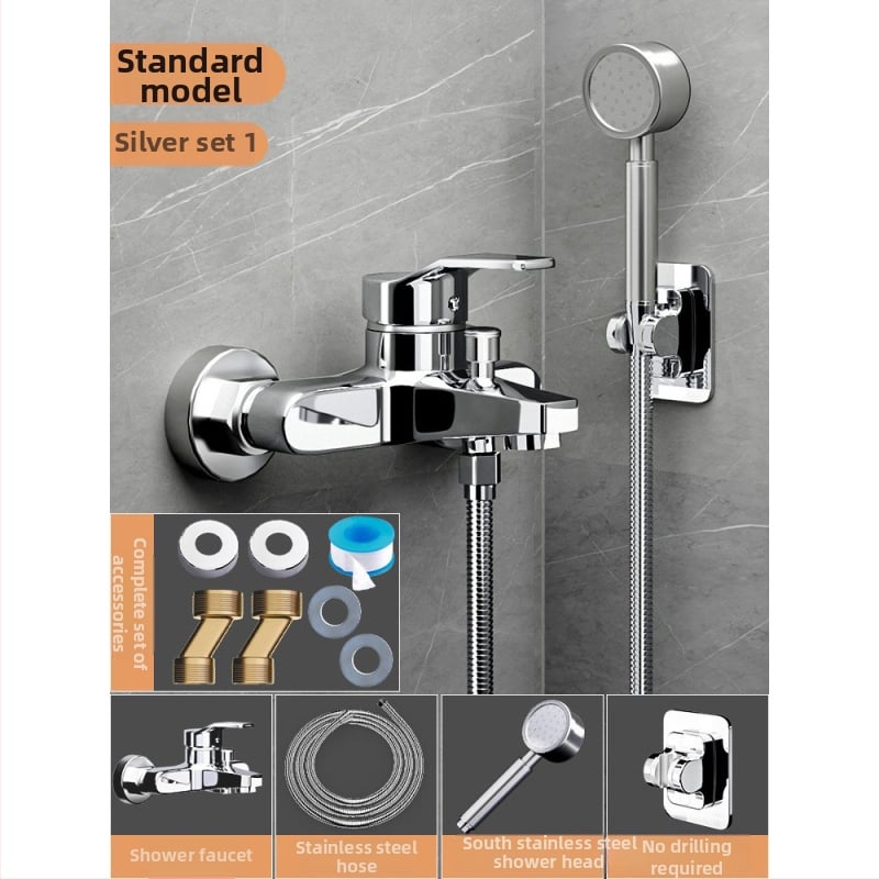 Душ комплект от мед, скрит вградим монтаж, модел 85-1, 1.6 MPa, функции дъжд и мехури, кръгла душ глава, модерен минималистичен стил